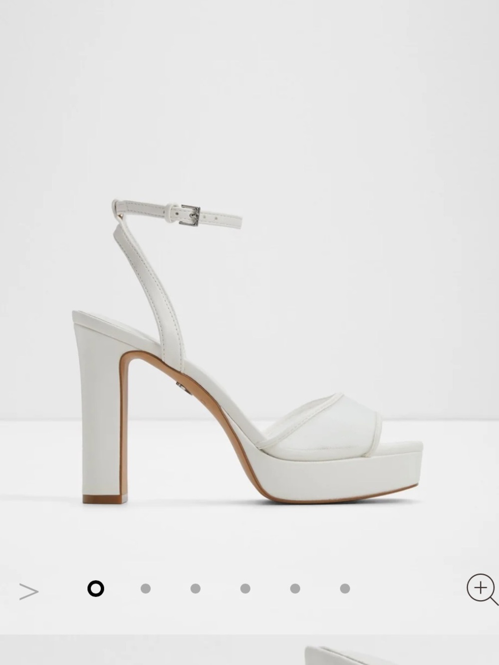 Aldo Chicglimmer White Platform Strappy Mesh Block Heel Bridal Sandals - Size 9 - Picture 8 of 14